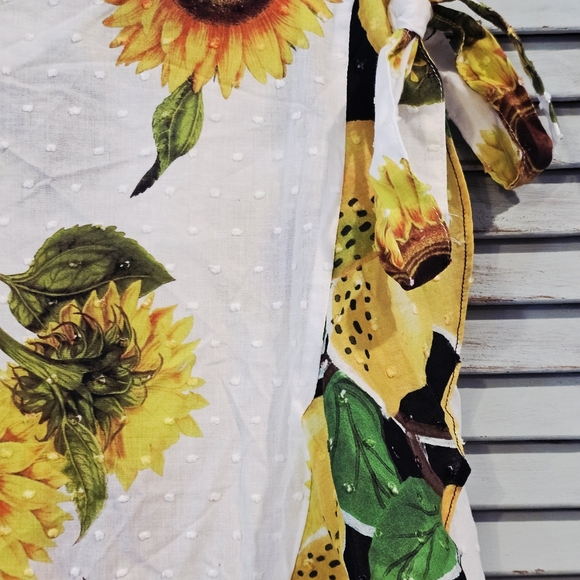 FARM RIO Anthropologie Wrap Skirt Womens Small Sunflower Lemon Ruffle Maxi EUC - Picture 6 of 13